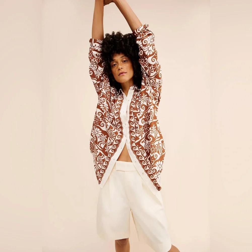 Anthropologie Long Sleeve Poplin Buttondown - Picture 1 of 7